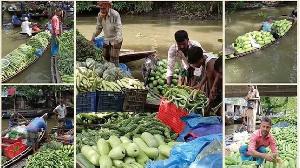 খালের বুকে ভাসমান সবজির হাট, চার ঘণ্টায় বেচাকেনা ২৫ লাখ টাকা