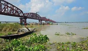 ঈশ্বরদীতে পদ্মায় পানি কমছে তবে চরাঞ্চলের ফসলি মাঠ এখনও পানির নিচে