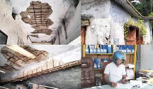 হেলমেট পরে অফিস করেন ইউপি কর্মকর্তা