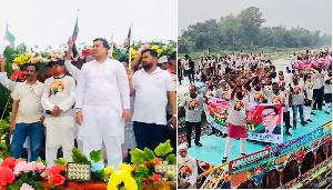 ধানের শীষের প্রচারণায় গাজীপুর -১ আসনে বিএনপির নৌকায় শোভাযাত্রা 
